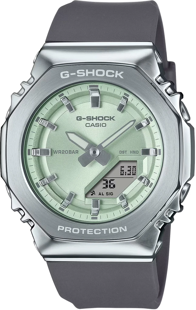 Наручные часы женские Casio G-Shock GM-S2110-3AER ударопрочные с водозащитой 200 м и зеленым циферблатом Наручные часы женские Casio G-Shock GM-S2110-3AER ударопрочные с водозащитой 200 м и зеленым циферблатом