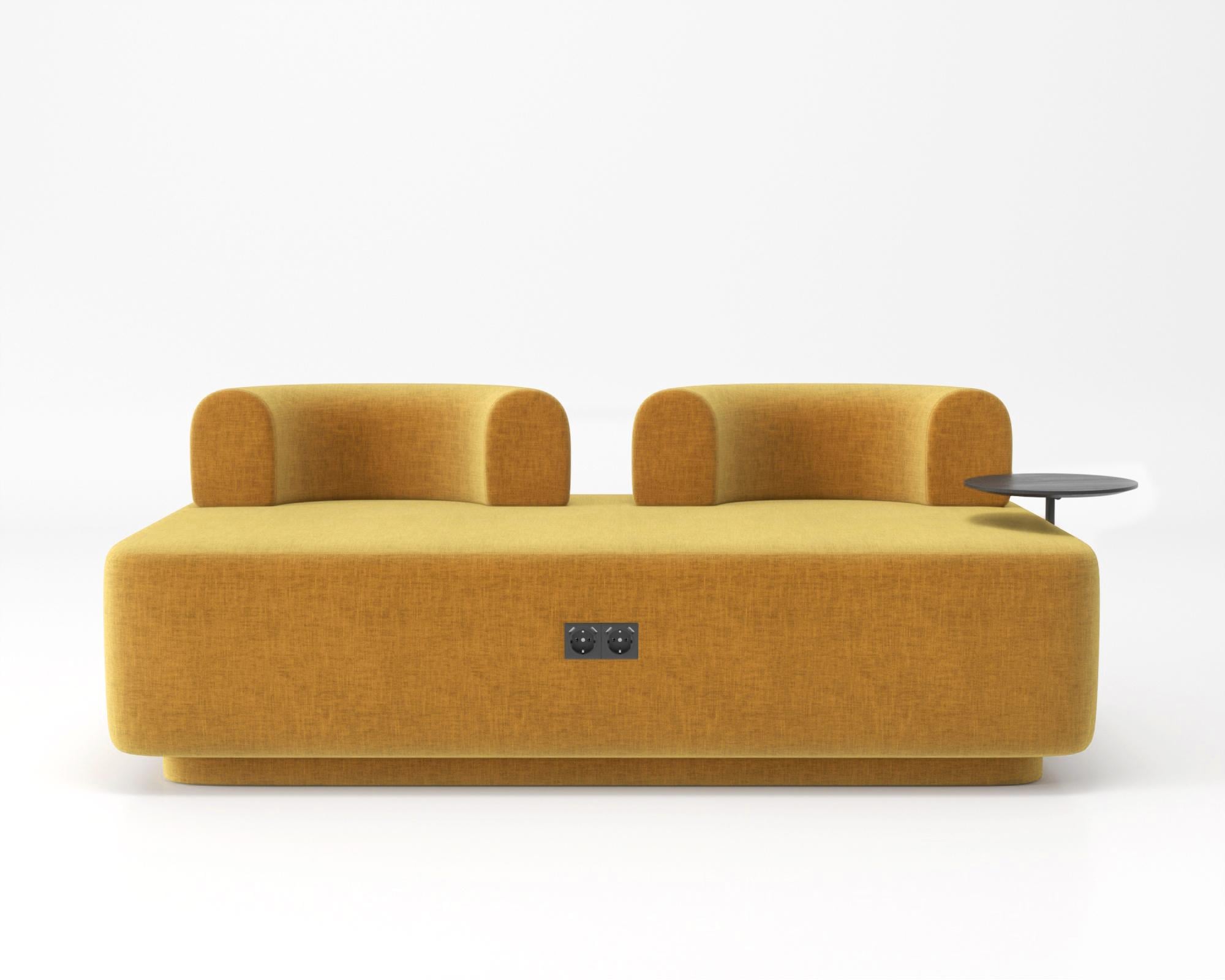 Диван модульный Plump со столиком и зарядкой USB 160x80x65 см Желтый (0029)