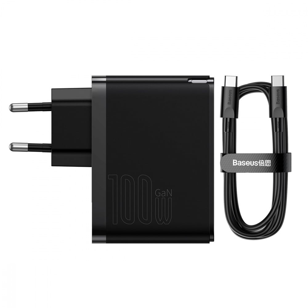 Зарядний пристрій BASEUS GaN5 Pro 100 W Type-C USB кабель Type-C Type-C Black - фото 6