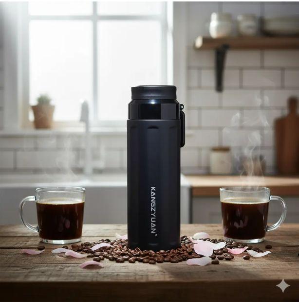Термос фляжка з нержавіючої сталі KANGZYUAN з подвійною стінкою вакуумний 600 мл Чорний (2456486220) - фото 4 Термос фляжка з нержавіючої сталі KANGZYUAN з подвійною стінкою вакуумний 600 мл Чорний (2456486220) - фото 4