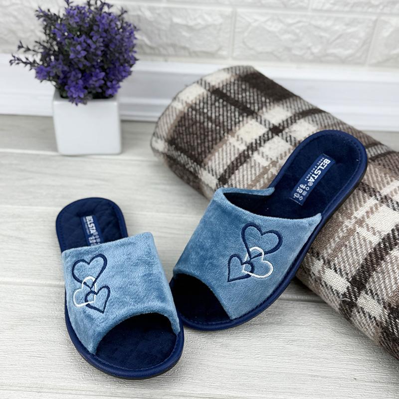 Тапочки кімнатні жіночі Е-0088-56 p. 38 24,5 см Синій (112026681)