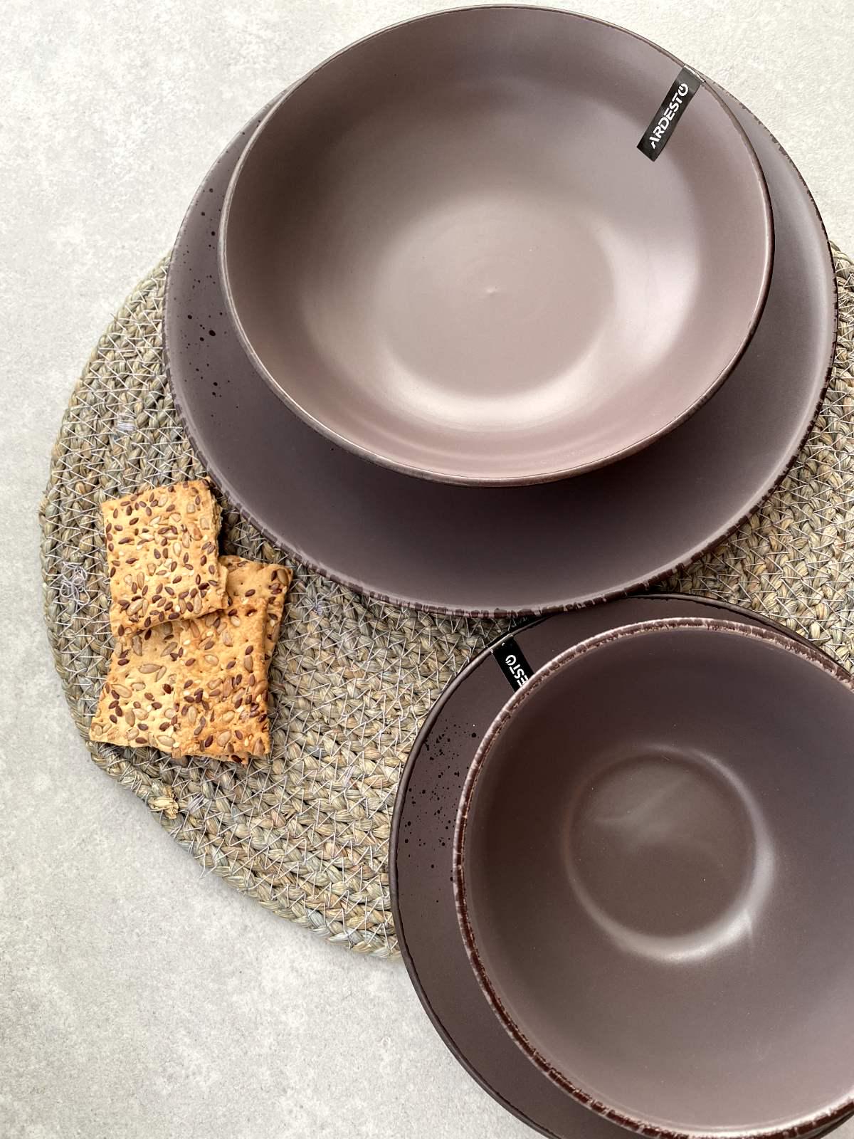 Столовый сервиз Ardesto Lucca 60 пр. на 12 персон Grey/Brown (AR29GMC12) - фото 6