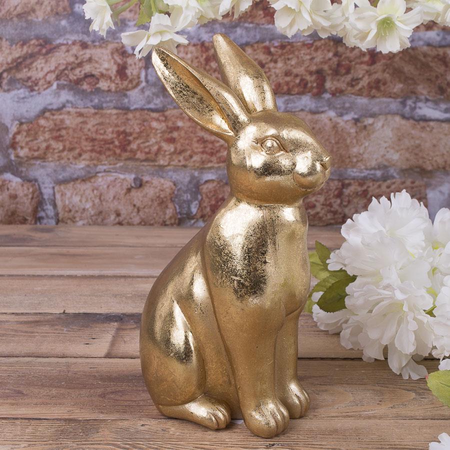 Статуэтка керамическая Зайчик средний Золотистый (5265-1)