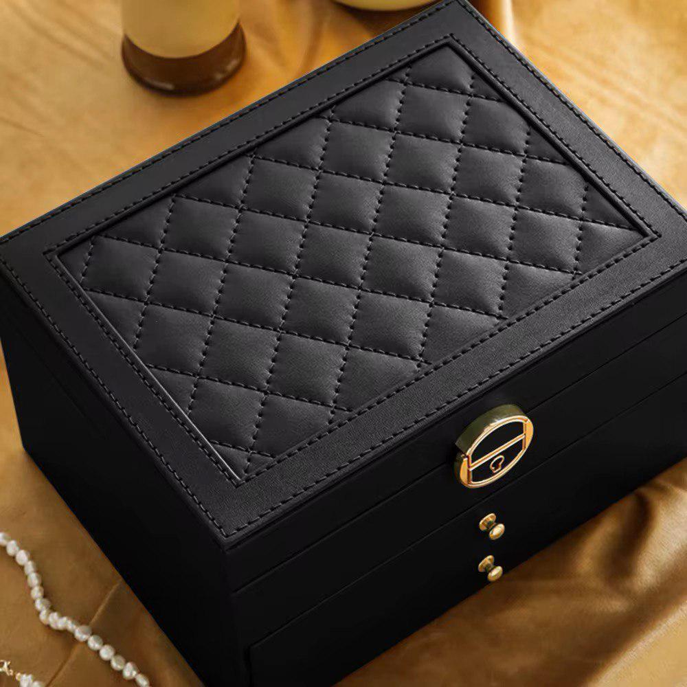 Скринька для ювелірних виробів триярусна із замком 23х18х13,5 см Чорний (27182249) - фото 2