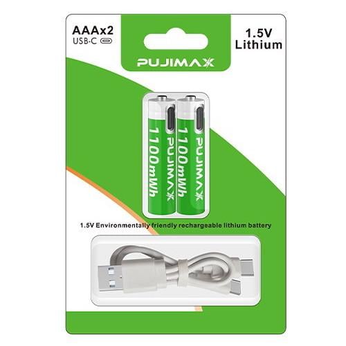 Аккумулятор AAA Pujimax с Type-C 1100mWh 1,5V 2 шт./кабель (2575992068)