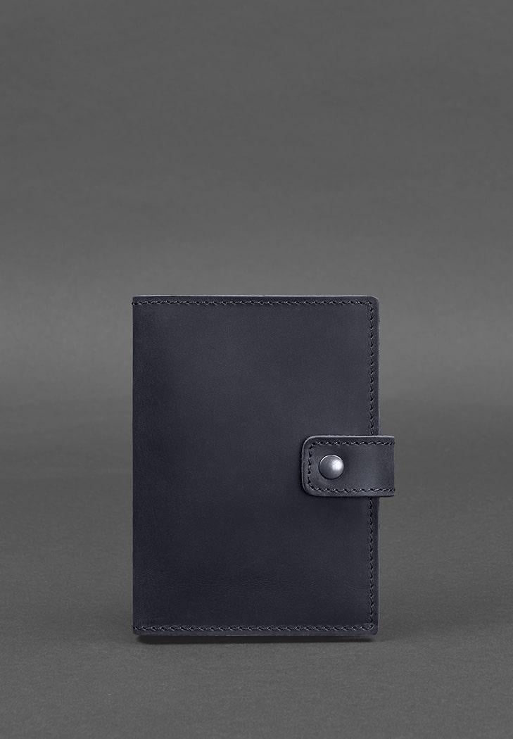 Обложка кожаная для паспорта 5.0 с окошком Crazy Horse Темно-синий (A-026766)