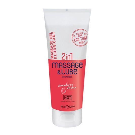 Лубрикант-масажний гель Hot Massage&Glide Gel 2in1 з ароматом полуниці 200 мл (37990444)