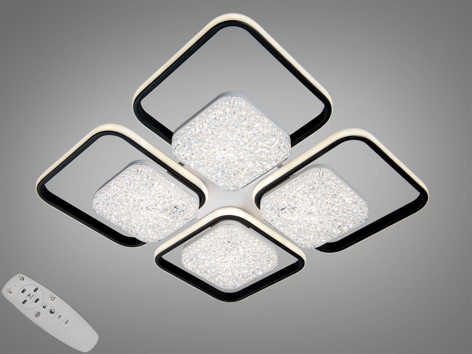 Люстра стельова LED Diasha LED 4+4 модулі 140 Вт/пульт Чорний (9099/4+4BK)