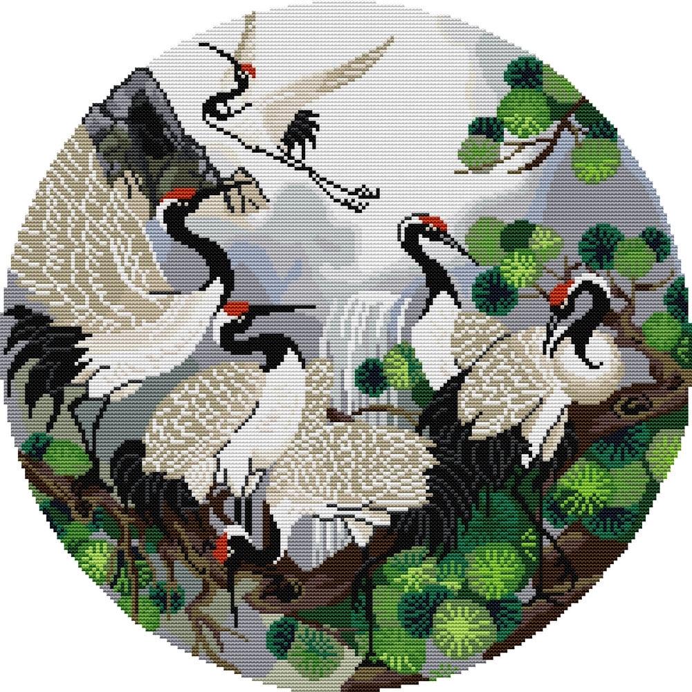 Набор для вышивания крестиком NKF Журавель-до долголетия ZA045 ткань 14CТ с рисунком 43х43 см (39957)