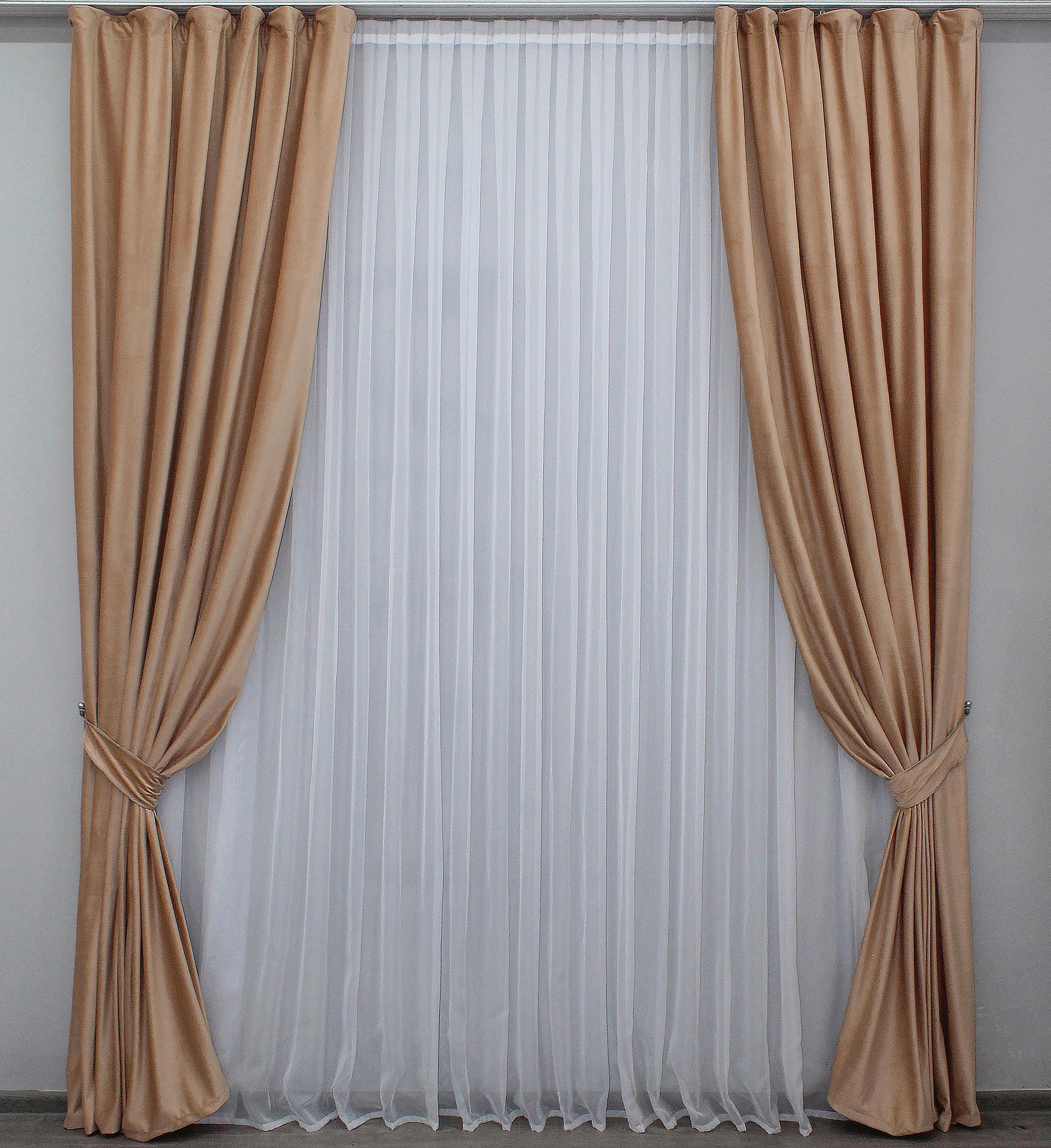 Комплект штор VR-Textil № 1083ш бархат 150х270 см 2 шт. Персиковый (30-903)