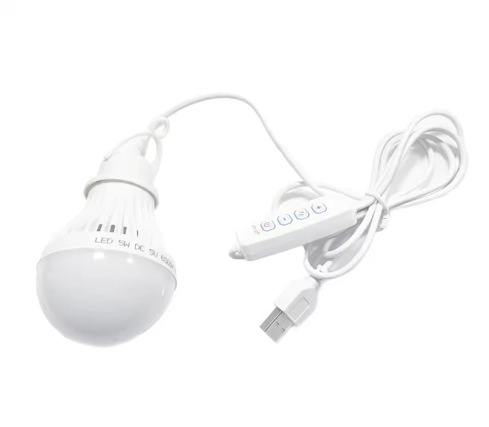 Лампочка LED с кабелем/регулировкой яркости и цвета пластик USB 5W 130 см White