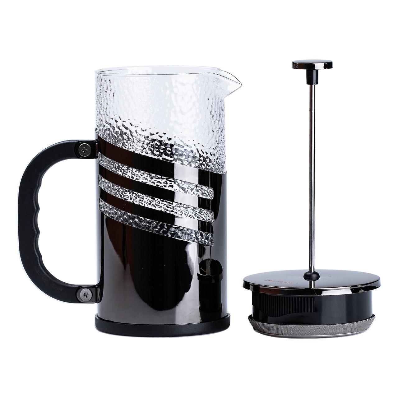 Чайник для заварки с френч прессом и фильтром 1 л Черный - фото 4