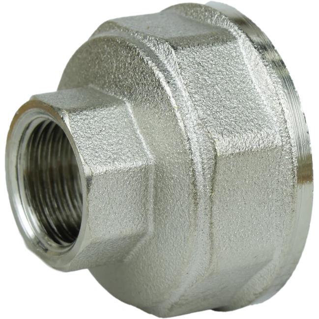 Муфта редукционная А0336А нк 1 1/2"х3/4"ВВ никелированная восьмигранная (000024883) Муфта редукционная А0336А нк 1 1/2"х3/4"ВВ никелированная восьмигранная (000024883)