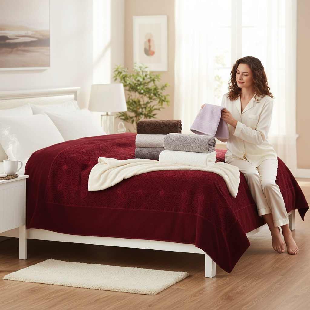 Покривало махрове з натуральної бавовни 200х220 см Бордовий (2075657384) - фото 3 Покривало махрове з натуральної бавовни 200х220 см Бордовий (2075657384) - фото 3