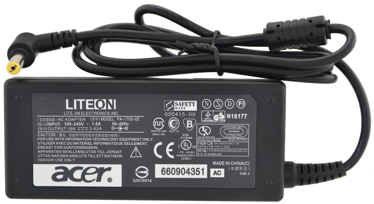 Блок питания для ноутбука Acer 19V 3,42A 65W 5,5x1,7 мм - фото 2 Блок питания для ноутбука Acer 19V 3,42A 65W 5,5x1,7 мм - фото 2