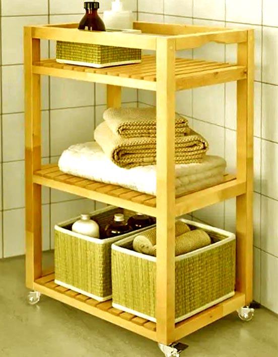 Этажерка для ванной из дерева на колесиках Туриман Карри (АБТ-000503)