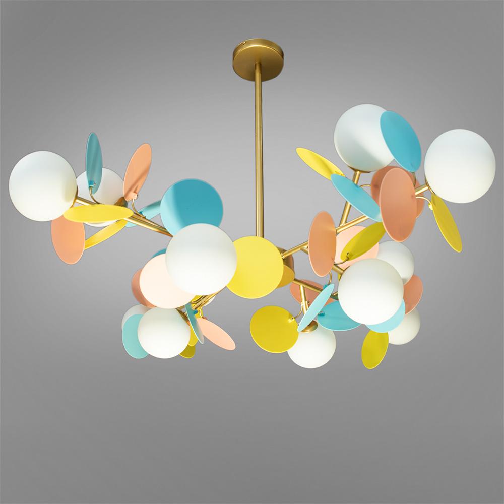 Люстра потолочная молекула Light House DS-18367/12 Золотистый/Мульти/Белый