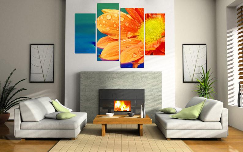 Модульная картина KIL Art Роса на лепестках на холсте из четырех частей 129x90 см (M4_L_395) - фото 2