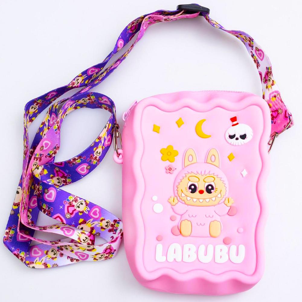 Сумочка-кошелек Лабубу силиконовая на молнии 12,5х9х3,5 см Розовый (HP-55-7P)