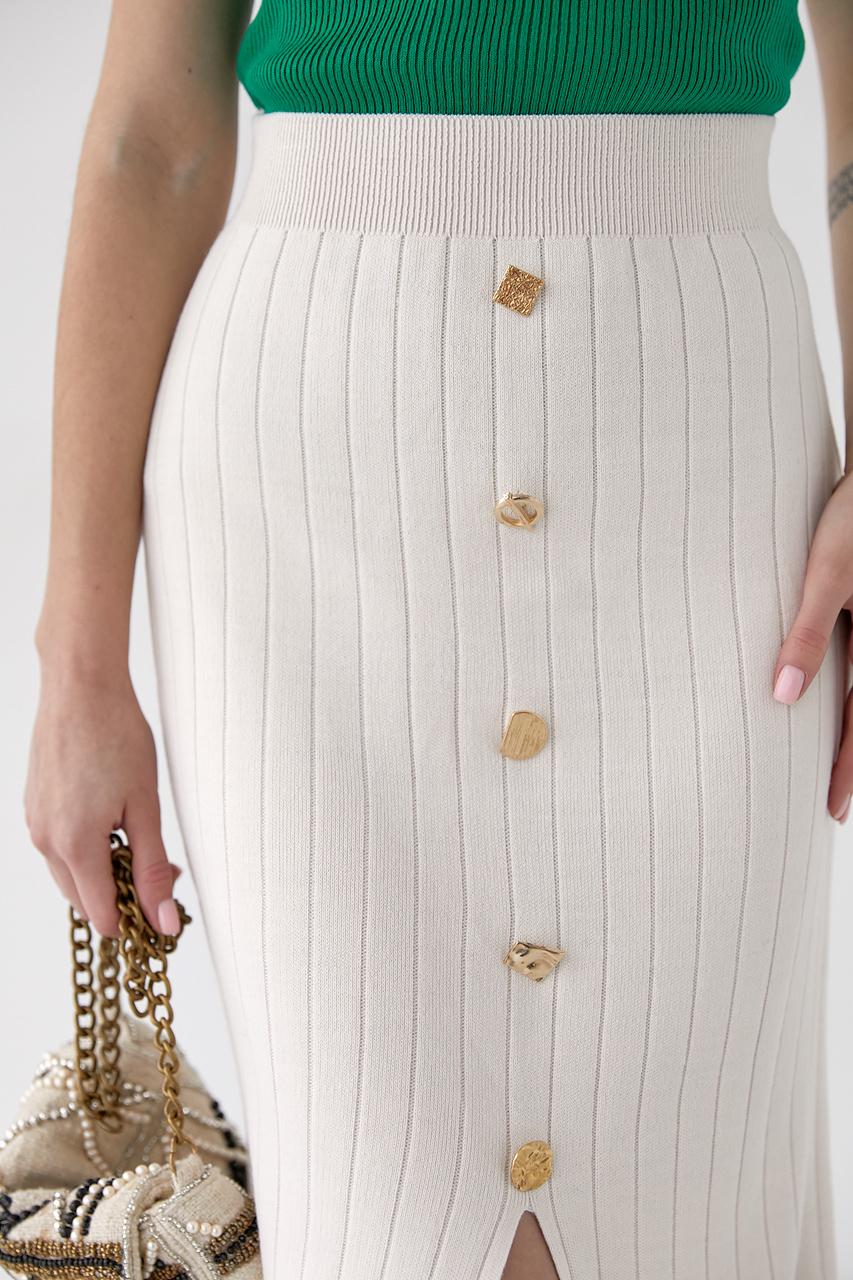 Юбка миди в рубчик M Кремовый (9505923) - фото 4 Юбка миди в рубчик M Кремовый (9505923) - фото 4
