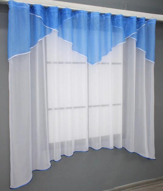 Фіранка на кухню 270х170 см Блакитний/Білий (025к) - фото 2 Фіранка на кухню 270х170 см Блакитний/Білий (025к) - фото 2