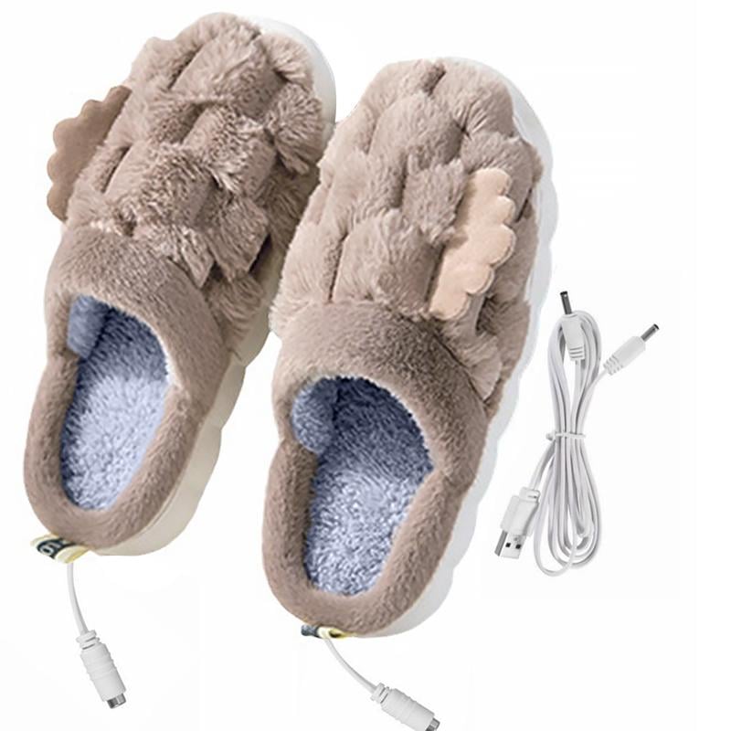 Домашние комнатные тапочки с подогревом USB c крыльями Beige