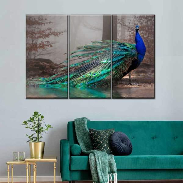 Модульная картина KIL Art Восхитительный павлин из трех частей 78x48 см (M3_M_81)