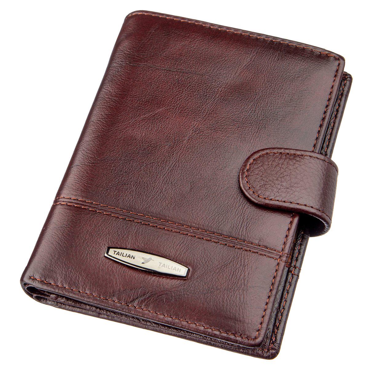 Кошелек мужской TAILIAN 18992 кожаный со встроенной обложкой для паспорта Коричневый