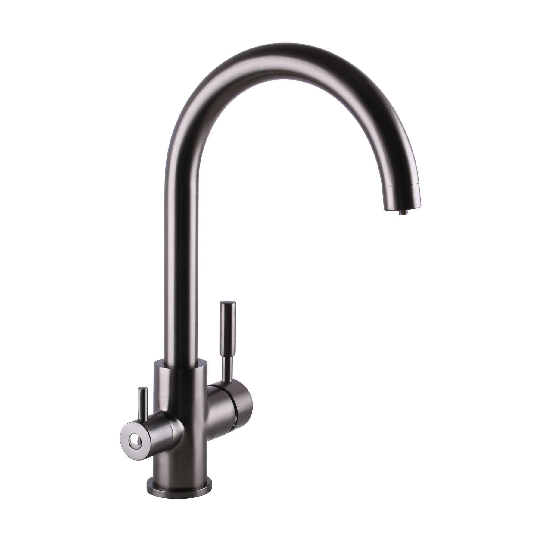 Кран на кухню Globus Lux с подключением к осмос-фильтру Графитовый (21917)
