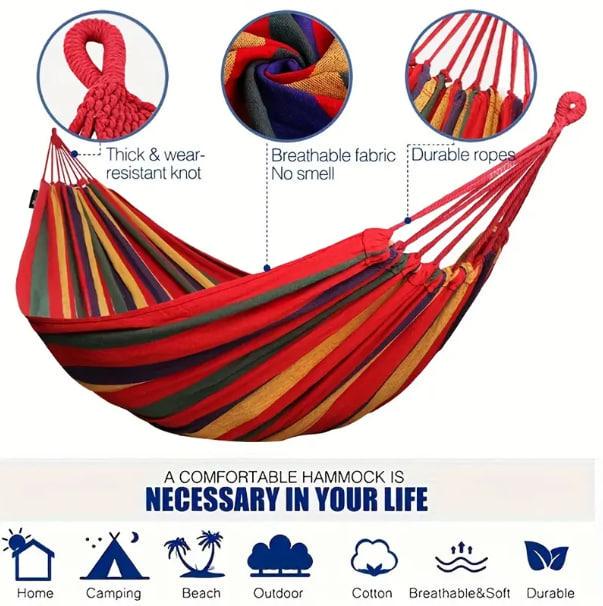 Гамак туристический подвесной хлопковый без планки 200х80 см Красный (gam80red) - фото 2 Гамак туристический подвесной хлопковый без планки 200х80 см Красный (gam80red) - фото 2