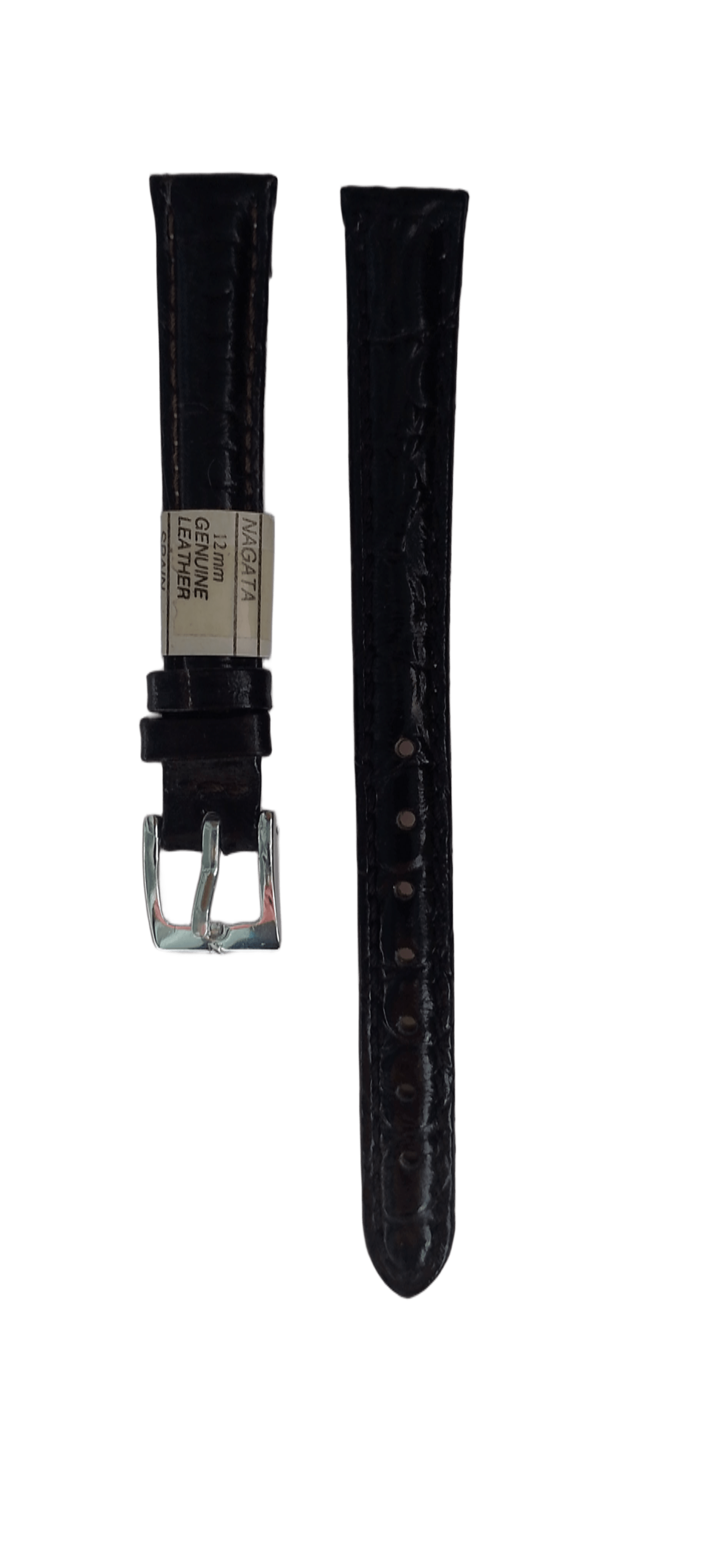 Ремешок для часов кожаный крокодил 12х165 мм Коричневый (2450В)