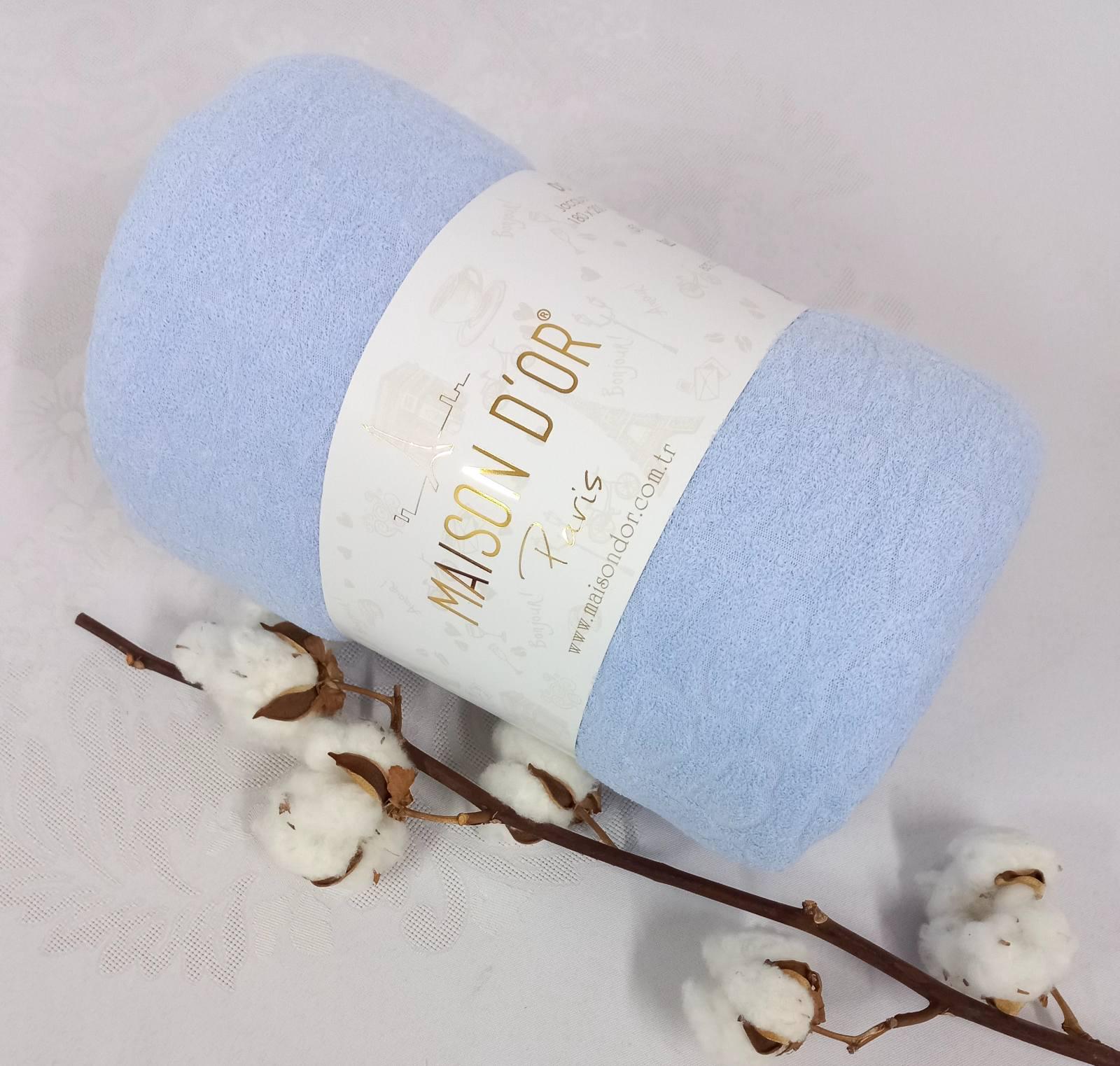 Простирадло махрове на резинці Maison D'or Jacquard 100x200 см з наволочками Blue (CN25544)