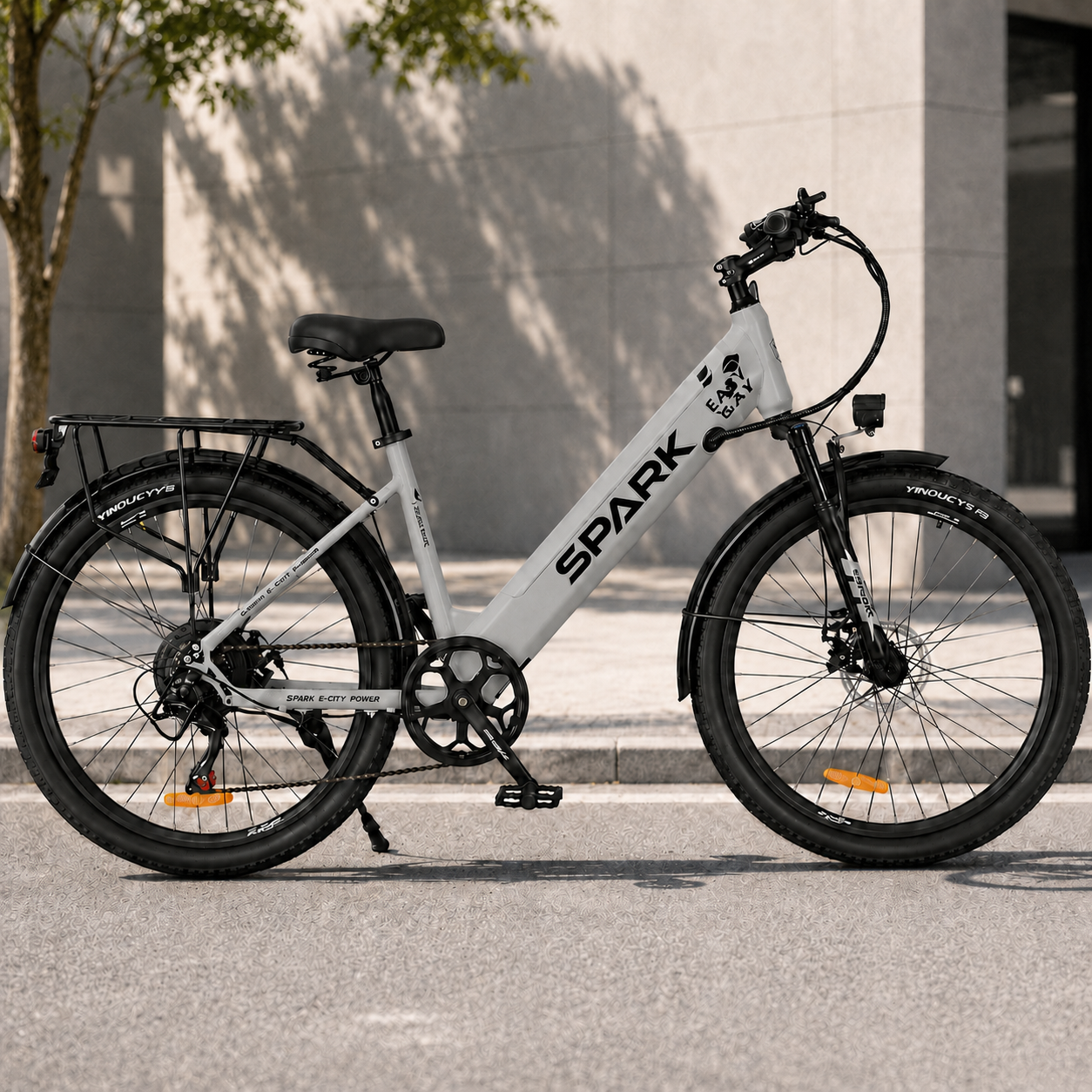 Електровелосипед Spark E-CITY EASY WAY 26" 48V 500W 12,5 Ah до 35 км/год 130 кг LED-фара/круїз-контроль/багажник Сірий
