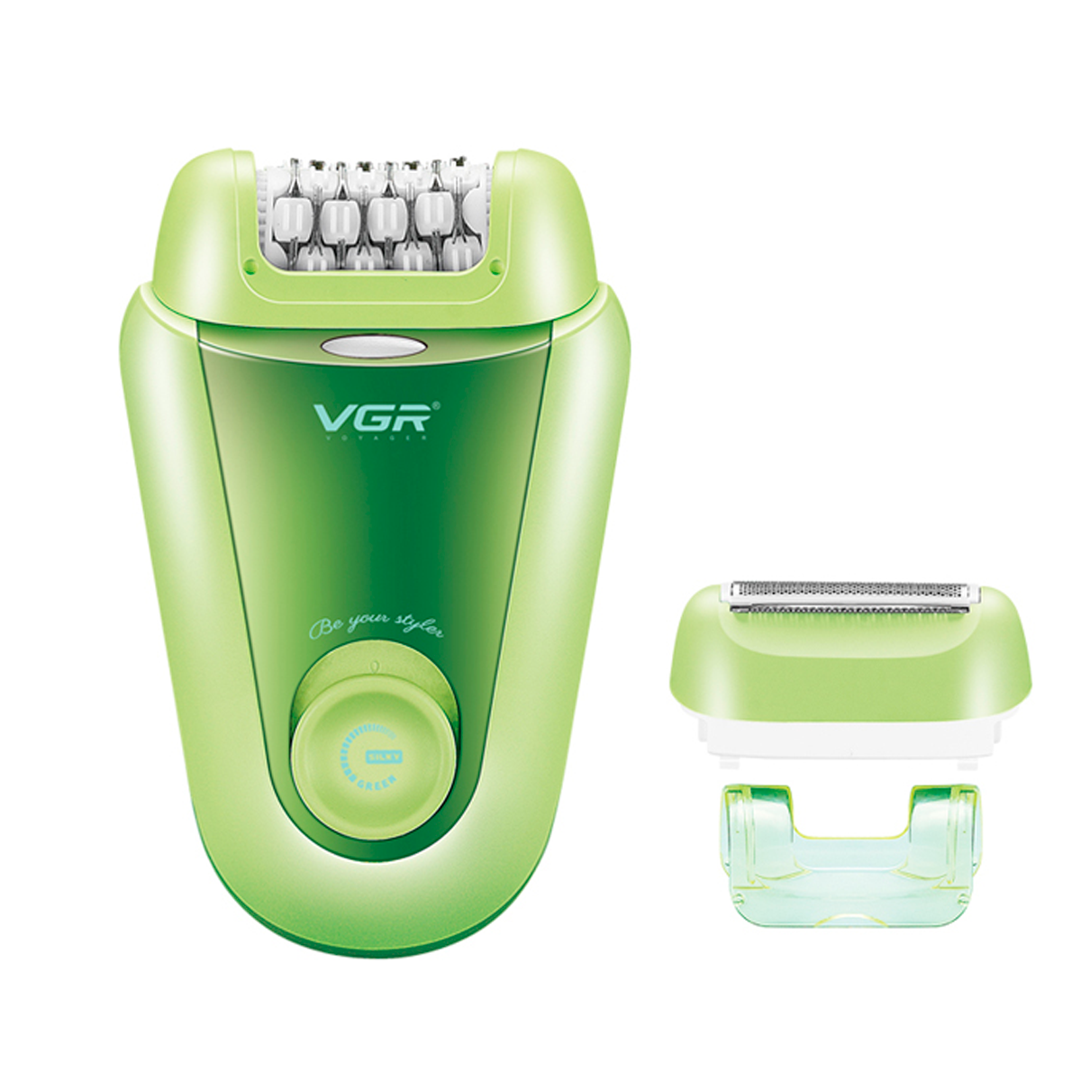 Эпилятор VGR 2 2в1 насадки Green (V-758)