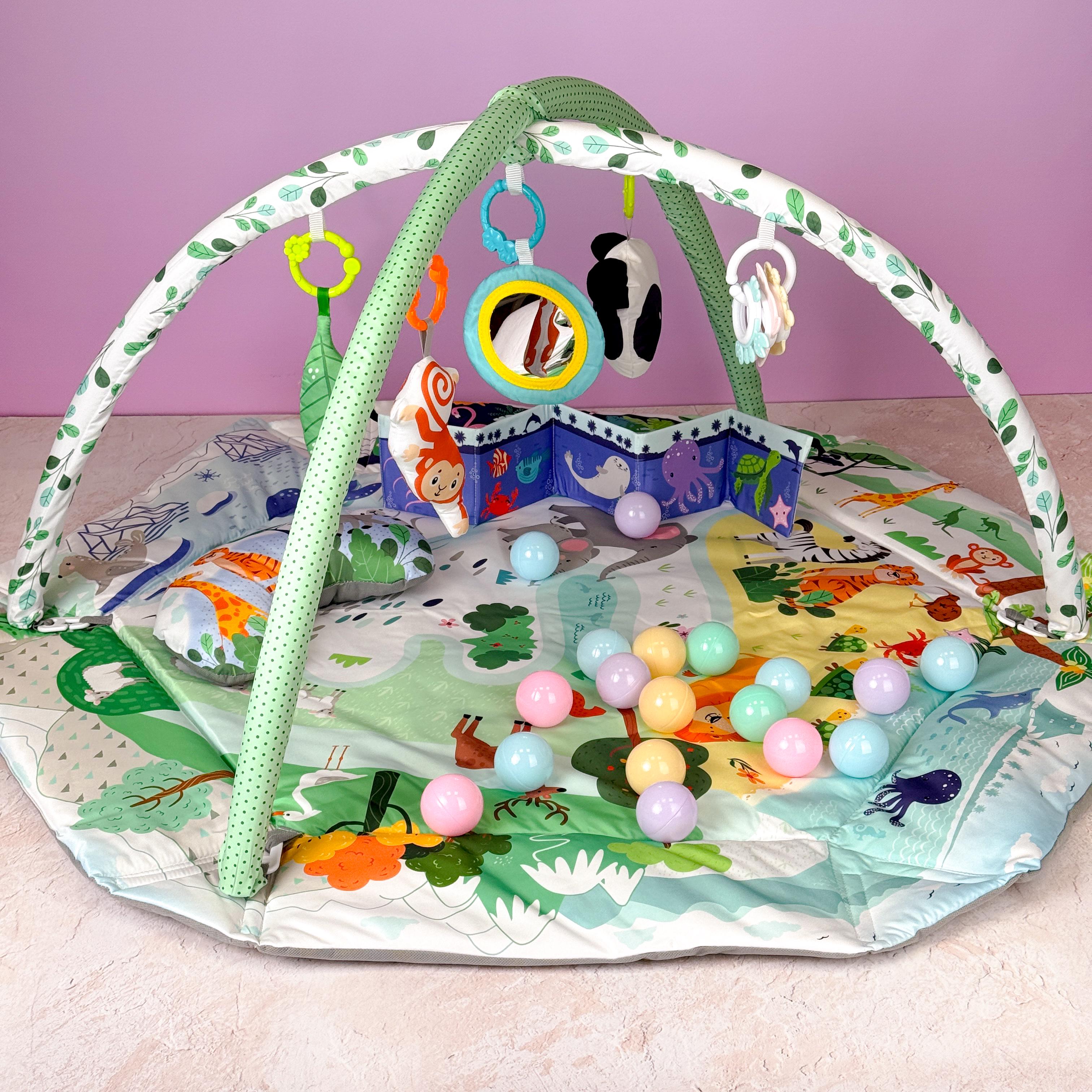 Термоковрик-манеж детский Панда 2в1 с дугами/погремушками/шариками (R9635) Термоковрик-манеж детский Панда 2в1 с дугами/погремушками/шариками (R9635)