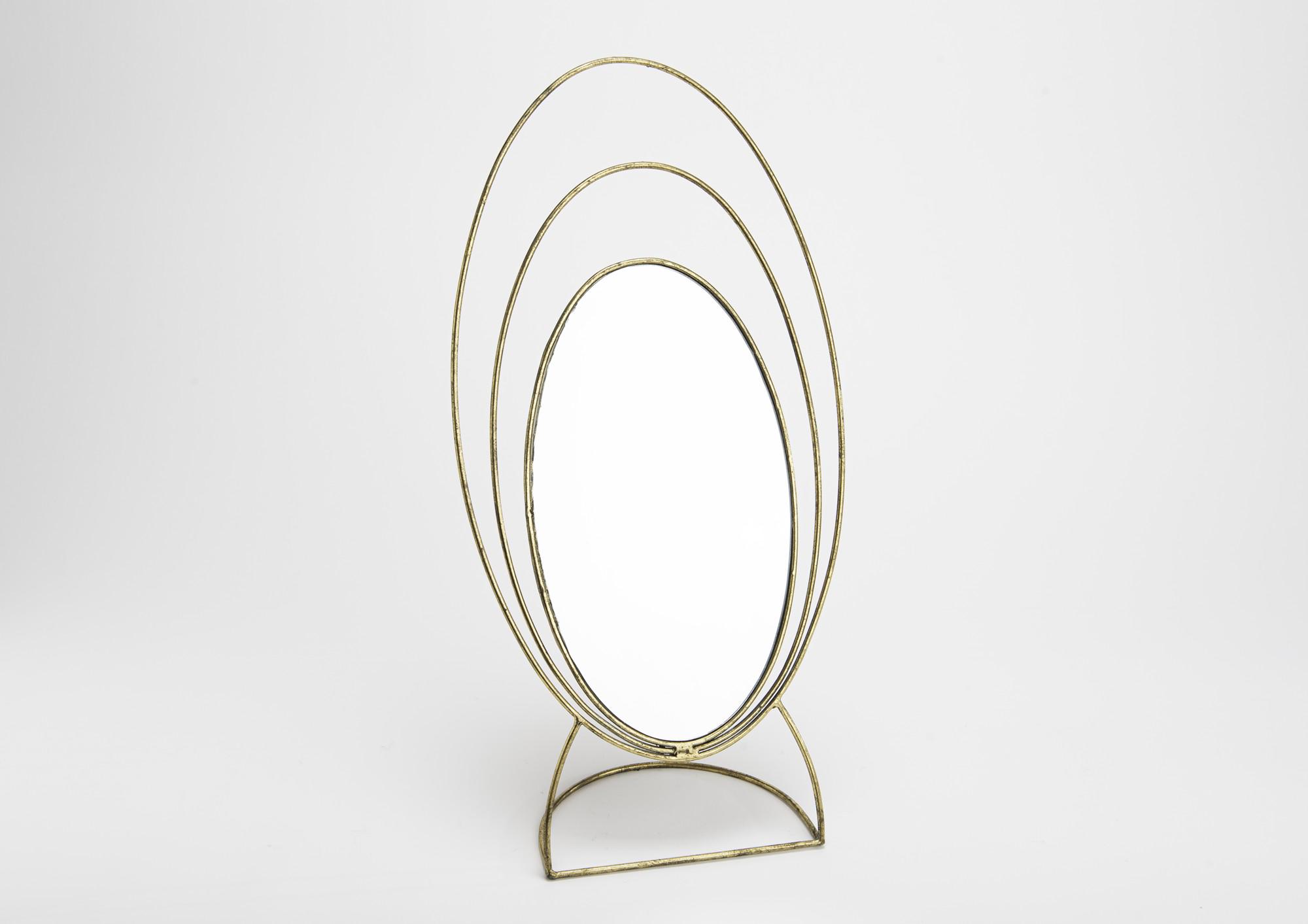 Зеркало настольное Amadeus овальное в состаренной металлической оправе 45 см