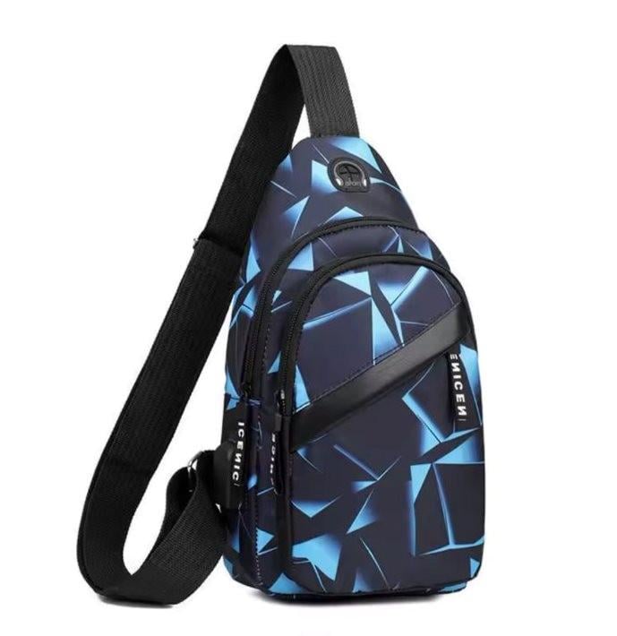 Сумка-слінг чоловіча тканинна через плече на блискавці (508)
