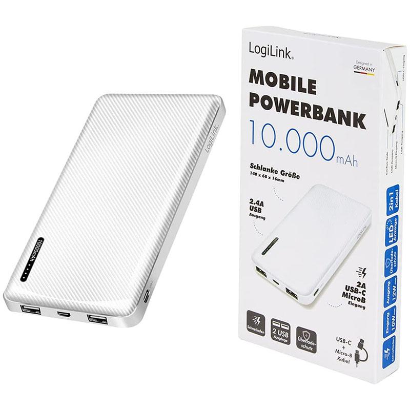 Повербанк LogiLink PA0257W 10000 mAh 5W Белый (20150092) - фото 4