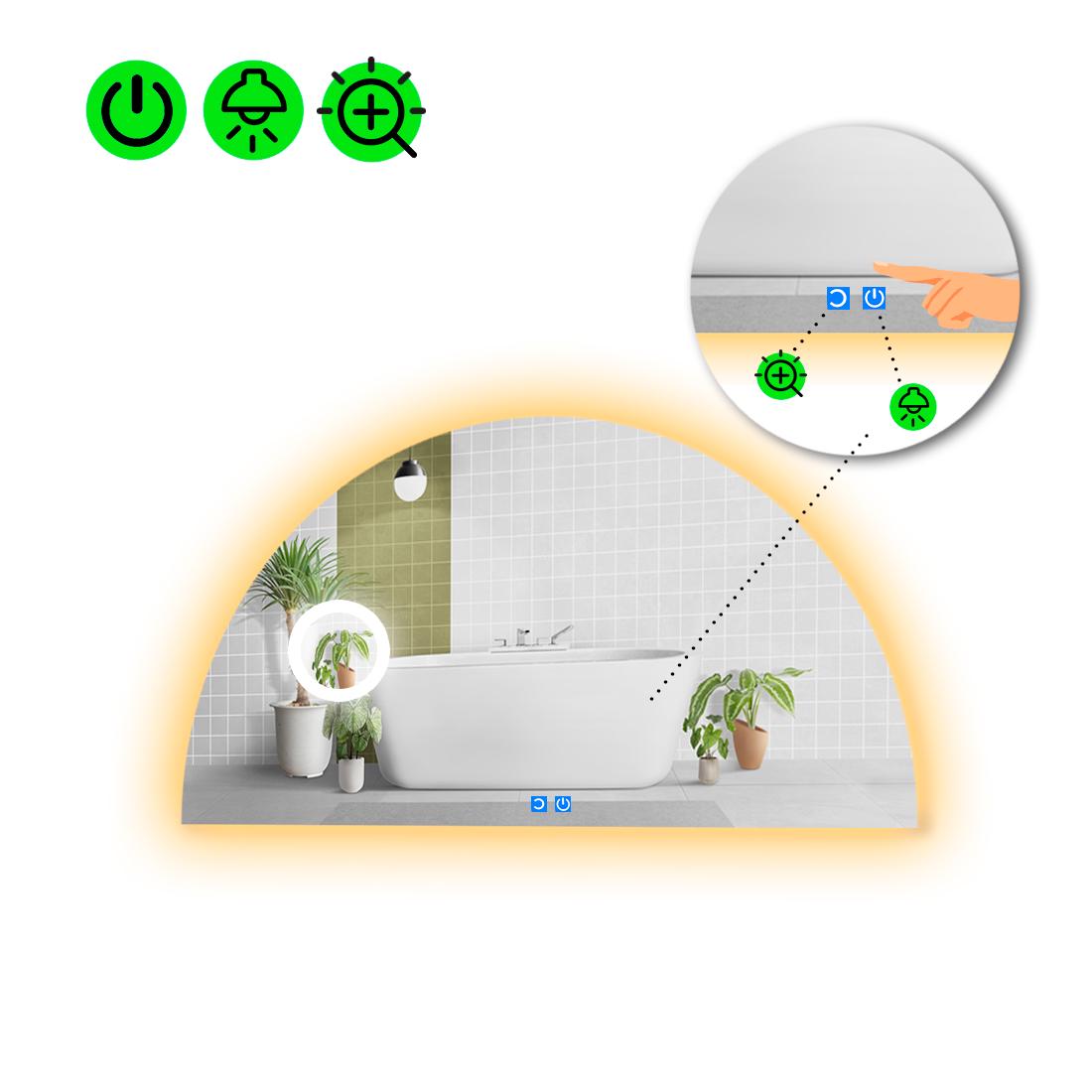 Зеркало с LED подсветкой Cerhio 2 с двумя сенсорами 110x55 см (8738344)
