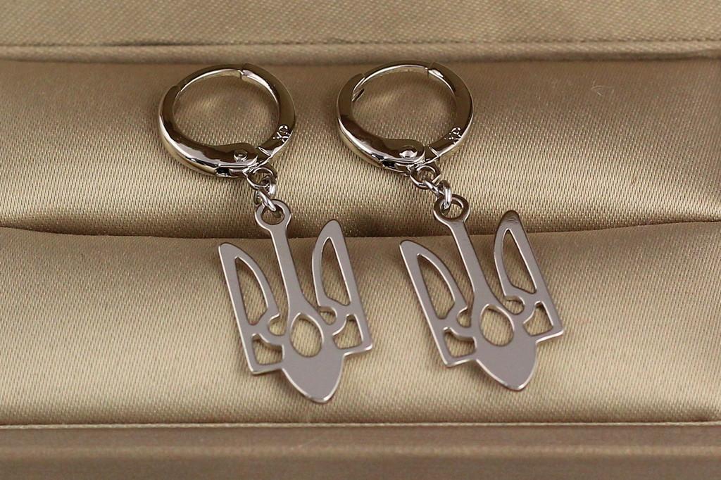 Сережки Xuping Jewelry герб тризуб 3,5 см Сріблястий
