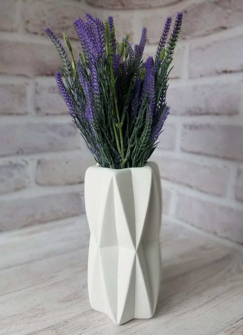 Ваза керамическая Гео муар 21 см Белый