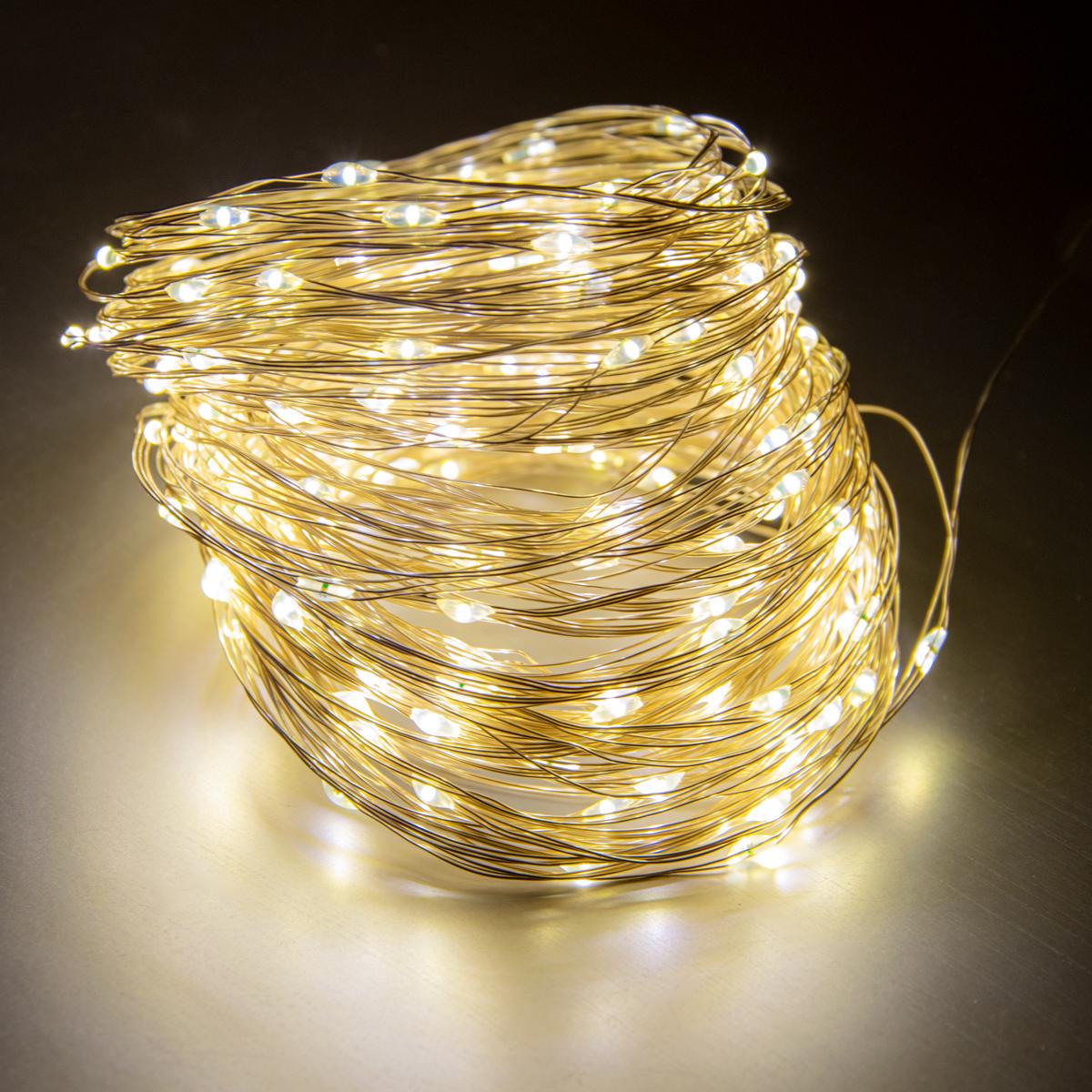 Лед гирлянда роса 200 LED copper - светодиодная нить 20 м Теплый Белый (1008920-White)