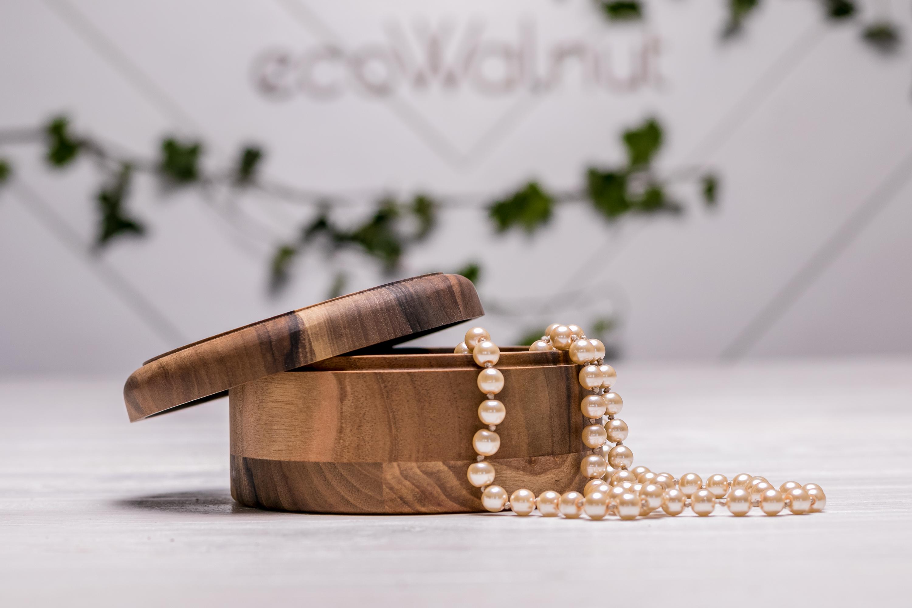 Шкатулка EcoWalnut деревянная круглая для украшений (EB-7) - фото 3