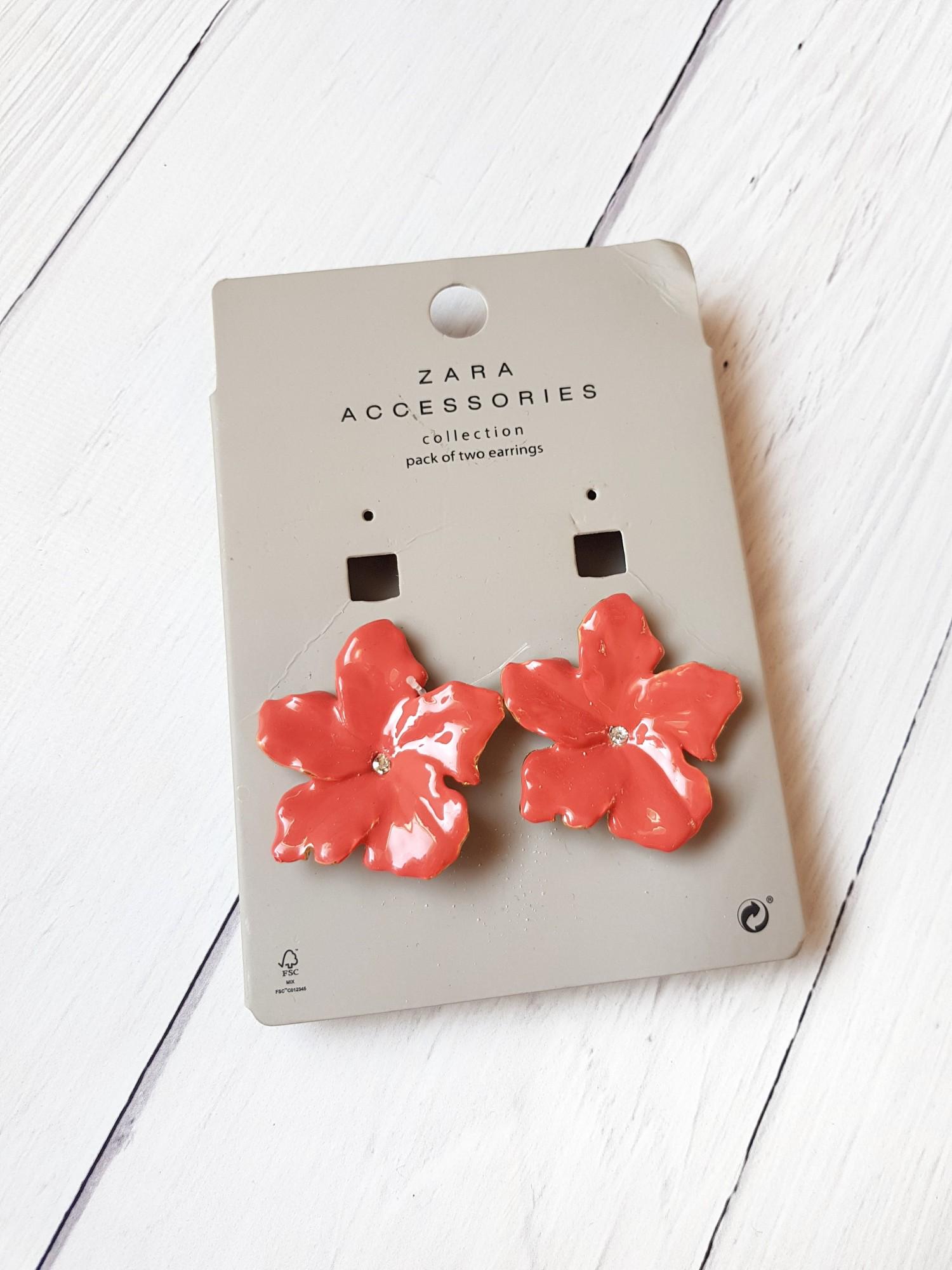 Сережки Zara с цветами Коралловый (10207)