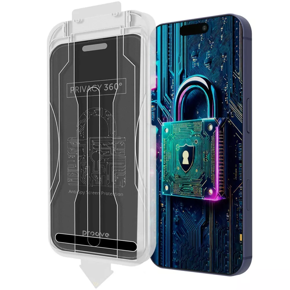 Защитное стекло антишпион Proove Privacy 360 Installation Box для iPhone 14 Pro Max/15 Plus/16 Plus Black (34416904)