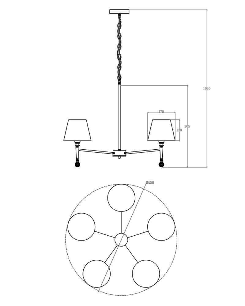 Люстра Edlin PL321168-5 Natano E14 5x12W IP20 Хром (28107569) - фото 3