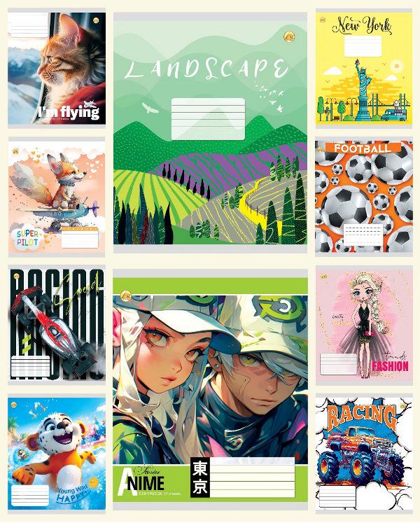 Зошити учнівські Тетрада ТЕ41102 Мікс 3 12 арк. 25 шт. в уп. (MTT-183885)