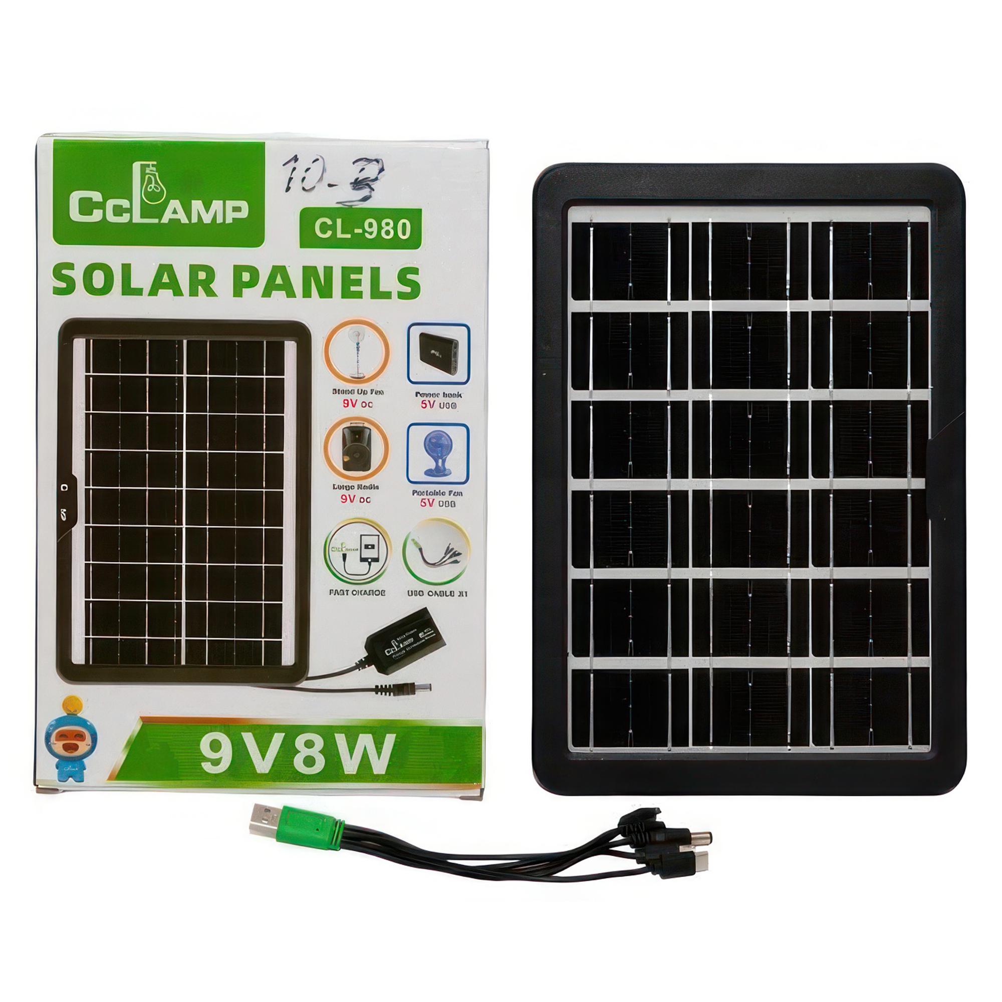 Сонячна панель портативна для зарядки Solar Panel CcLamp CL-980WP 8W 6V IP65 (2627) - фото 3