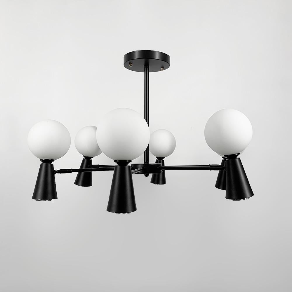 Люстра стельова Lighthouse LNF-17456/6/6 BK/WT 6 цоколі G9/6 цоколі GU10 з білим плафоном Чорний