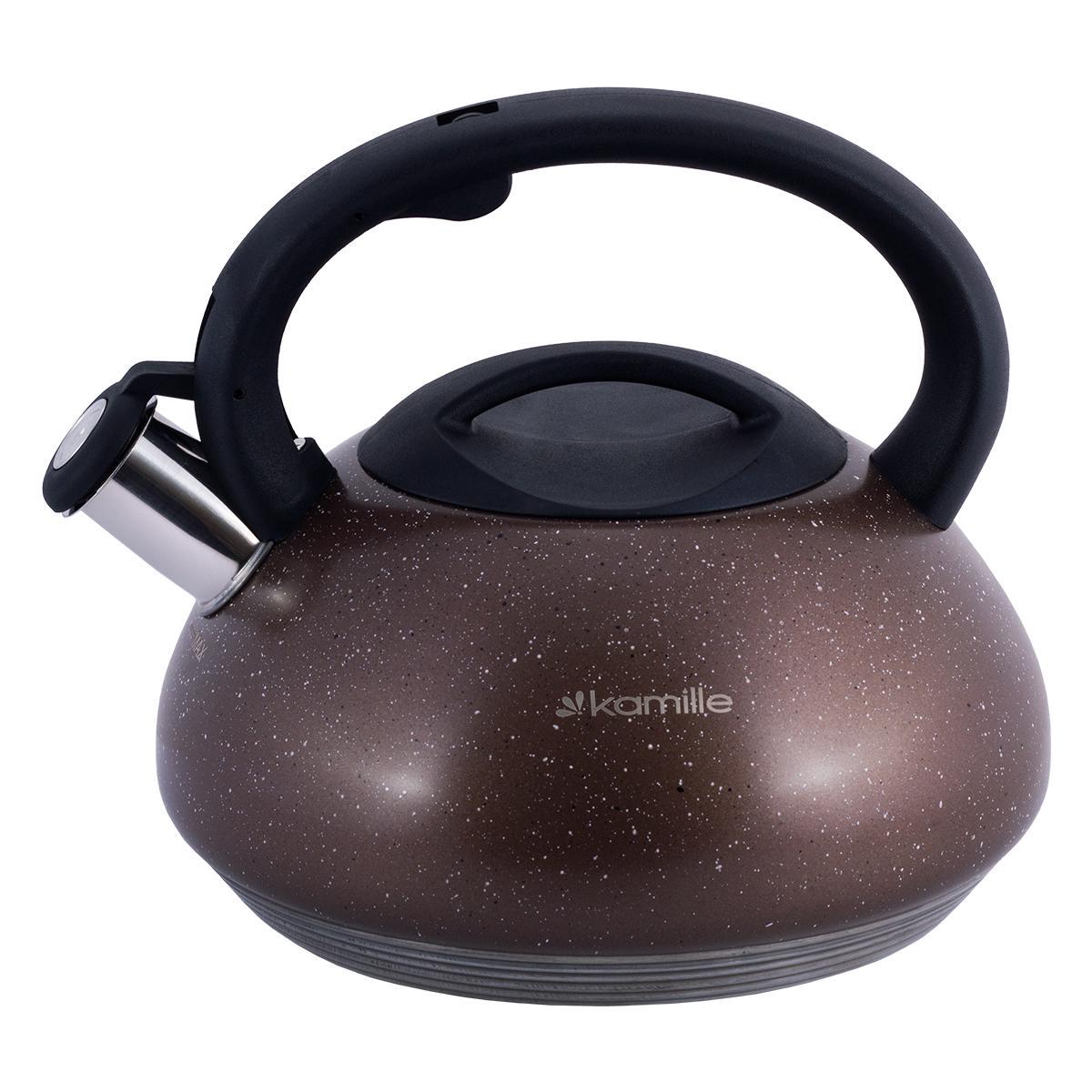 Чайник Kamille Vizo со свистком из нержавеющей стали индукционный 3 л Коричневый